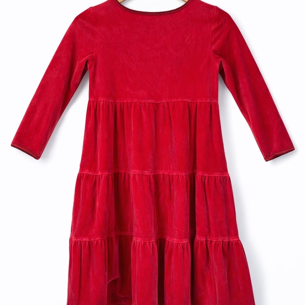 Hanna Andersson Red Velvet Tiered Dress – Size 110 (4-5T) – EUC